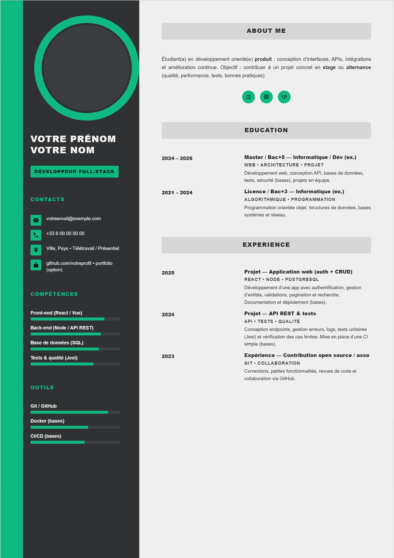Développeur Full-Stack (Stage/Alternance) — Emerald Sidebar