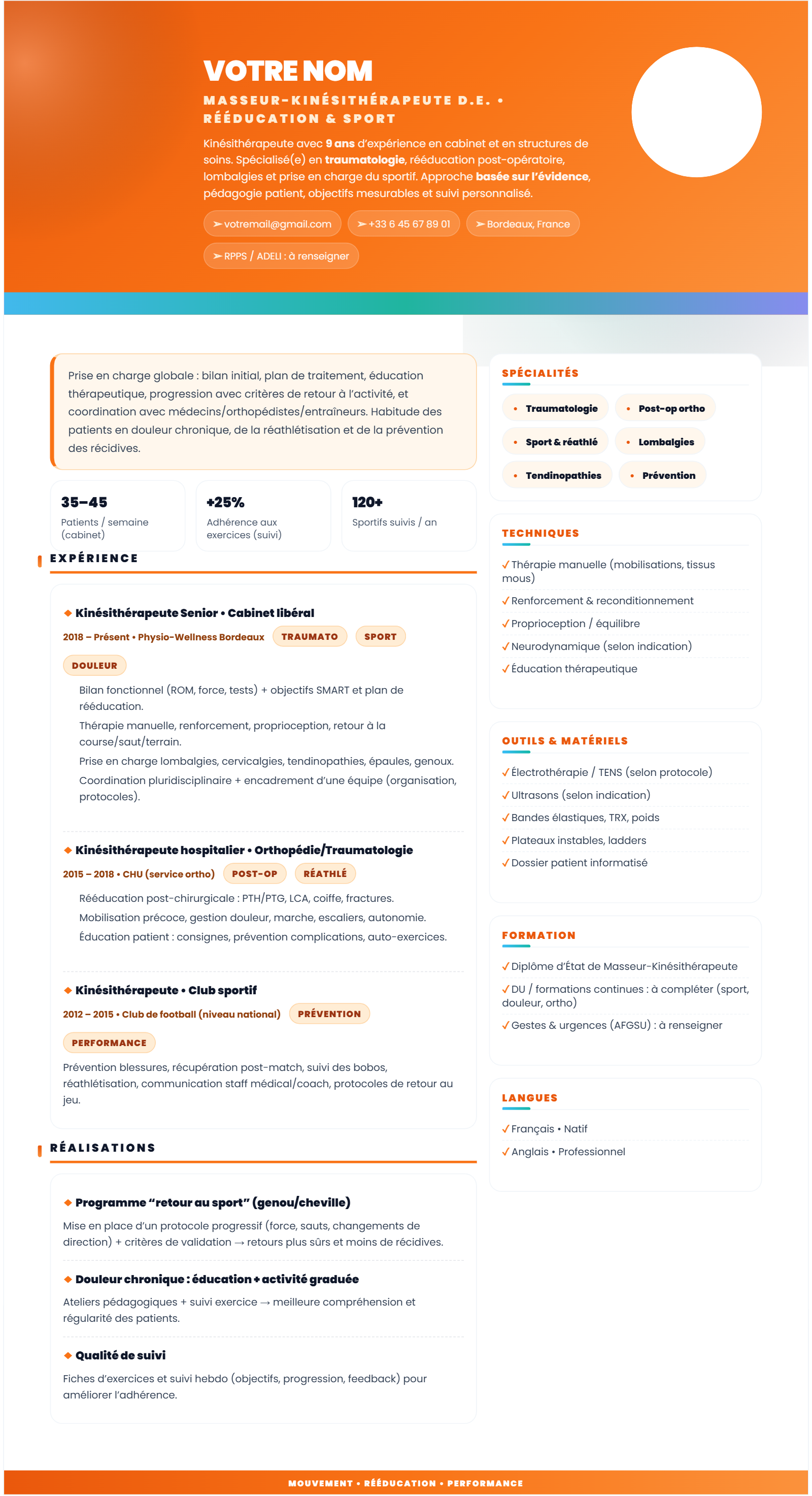 Kinésithérapeute - Wellness & Movement